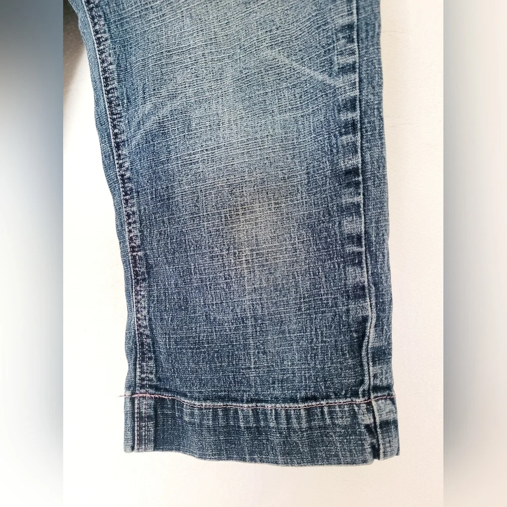 Cato Women's Capri Jeans Stretch Rayon/Cotton Light Blue Wash Pink Stitching 4/S - Picture 8 of 13